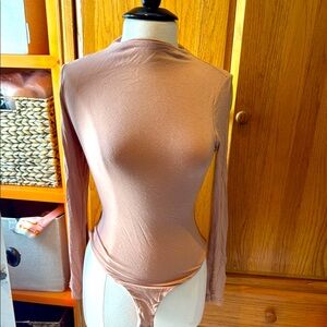NWT NAKED WARDROBE Nude Long Sleeve Women's bodysuit
